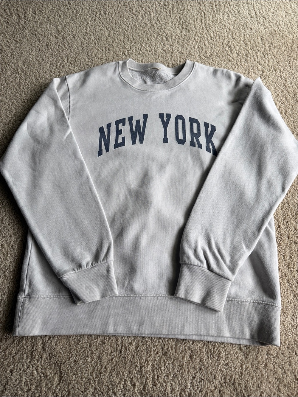 Brandy Melville Light Gray 'New York' Crewneck Sweatshirt